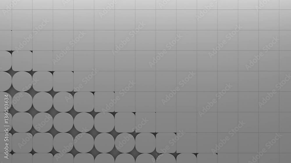 Poster abstract 3d render background with animated morphing from square to circle shape and back. loopable 