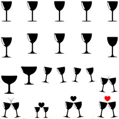 Black beaker different shapes - set icons.