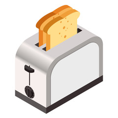 Isometric icon of a  toaster with bread