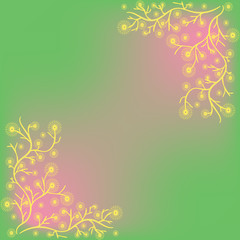 Fototapeta na wymiar vector illustration on green background yellow flowers