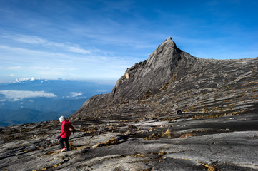 Climbing down a mountain