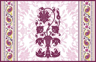 wedding card design, paisley floral pattern , royal India