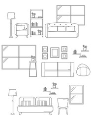 Interior of House. Living Room with Furniture.