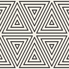 Stylish Minimalistic Triangle Shape Lines Grid. Vector Seamless Black and White Pattern.