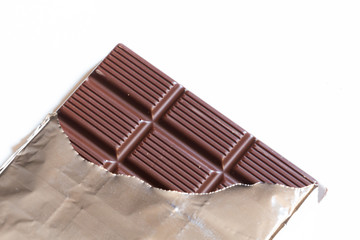 Chocolate bar isolated on white background