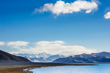 Karakul, Qarokul  lake in the Pamir Mountains, Tajikistan