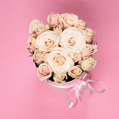 Pink roses in gift box