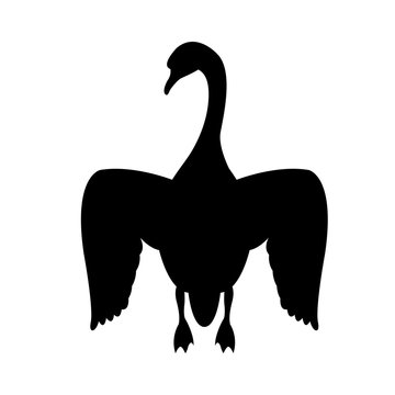 swan vector illustration black silhouette