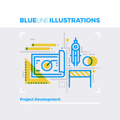 Project Development Blue Line Illustration.