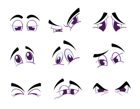 Variety expressions of funny cartoon eyes vector set