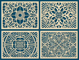 Laser cutting wall pattern canvas vector template panel
