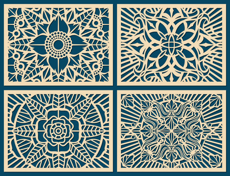 Laser cutting wall pattern canvas vector template panel