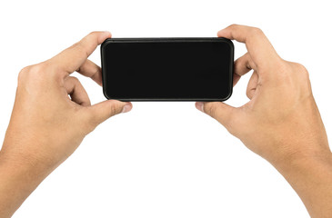Phone on hand di - cut on white background , Clipping - path .