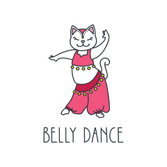Doodle vector illustration of cute white belly dancer cat