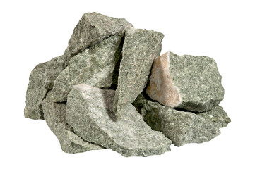 A pile of stones isolated on white background without shadows