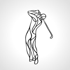 Silhouette of golf player. Vector eps8