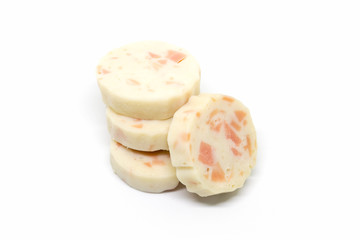 Vietnamese Pork Sausage sliced isolated on white background