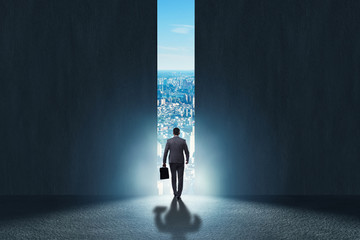 Obraz premium Businessman walking towards his ambition