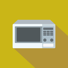 microwave icon in flat style with long shadow, isolated vector illustration on green transparent background