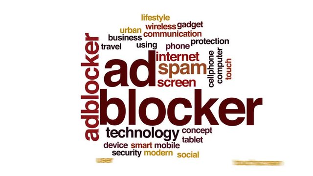 Ad blocker animated word cloud, text design animation.
