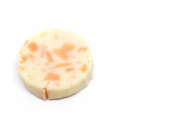 Vietnamese Pork Sausage sliced isolated on white background