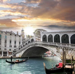 Wallpaper murals Rialto Bridge Venice, Rialto bridge and with gondola on Grand Canal, Italy