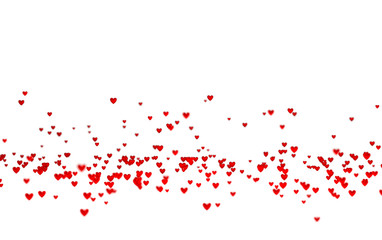 Lots of Tiny Red Hearts in Down with a Defocus Effect