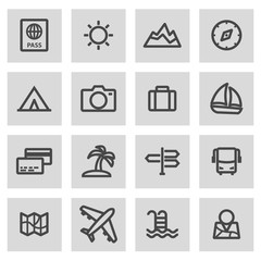Vector line travel icons set