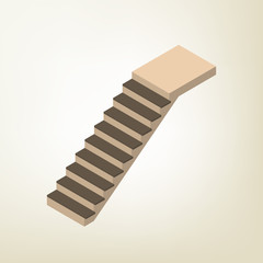 Flight of stairs isometric vector illustration.