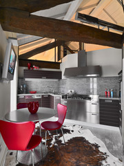 interior view of a modern kitchen - obrazy, fototapety, plakaty