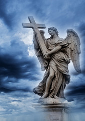 Bernini's marble statue of angel from the Sant Angelo Bridge in Rome, Italy.