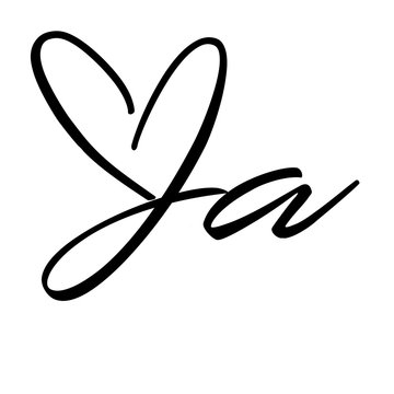 Ja mit Herz f&uuml;r Hochzeit mit Text oder Verliebte 