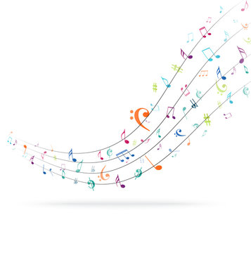 Colorful music Notes Background