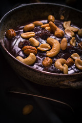 Chocolate pudding variety nuts mystical light