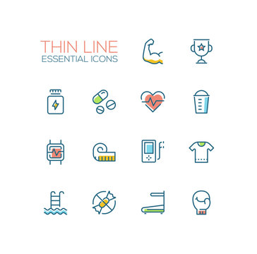 Sport Training - Thin Single Line Icons Set