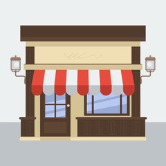 Front View Shop Building | Editable vector illustration for additional element of poster, web page, or banner for marketing purposes