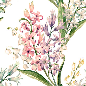 Watercolor Vector Hyacinth Pattern