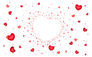 Abstract background of hearts on white