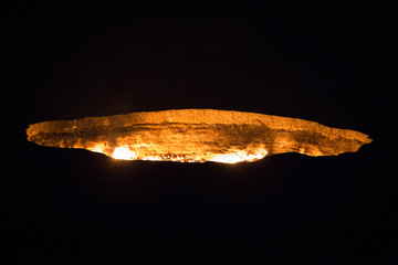 Derweze Gas Crater known as 'The Door to Hell at night,Turkmenistan