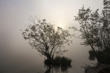 Obraz na płótnie Canvas Wocheiner See im Nebel