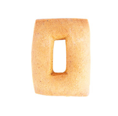 Cookie letter O on white background