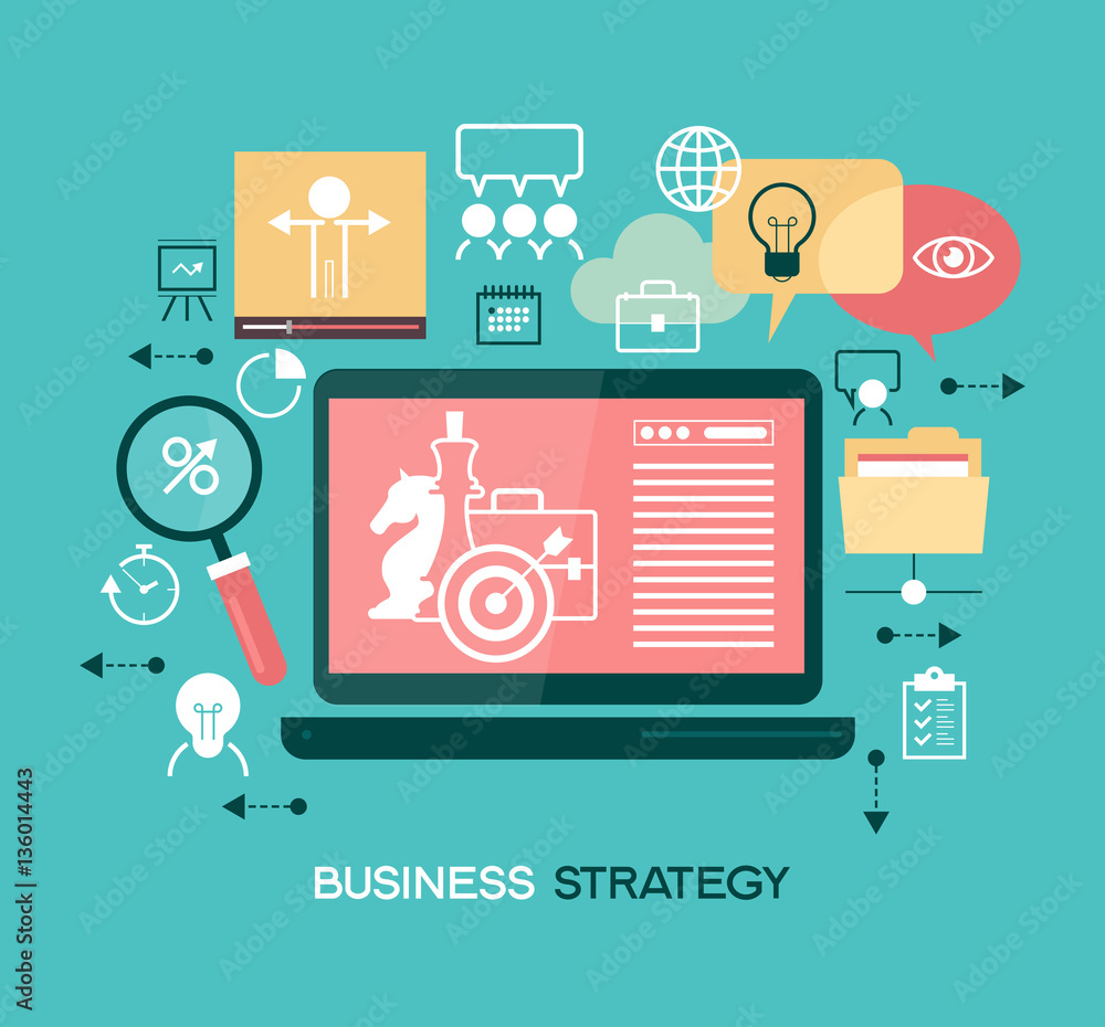 Poster business strategy. infographic template. modern flat design concept for web banners, web sites. the 