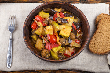 stewed eggplant on the plate