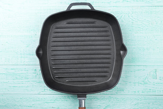 grill pan on a wooden background