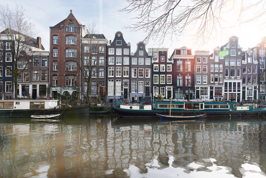 Amsterdam canals in winter
