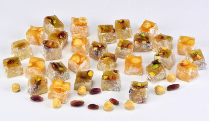 Piece nuts of Turkish delight