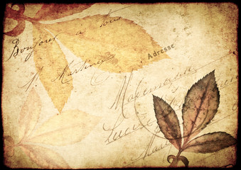 Vintage grunge background with old paper texture and inscription