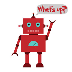 Vector illustration of a toy Robot and text What's up?