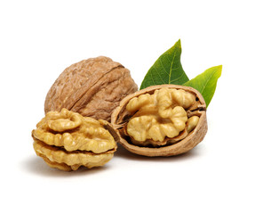 Walnuts with leaves