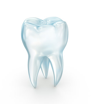 Tooth over white surface. 3d illustration.